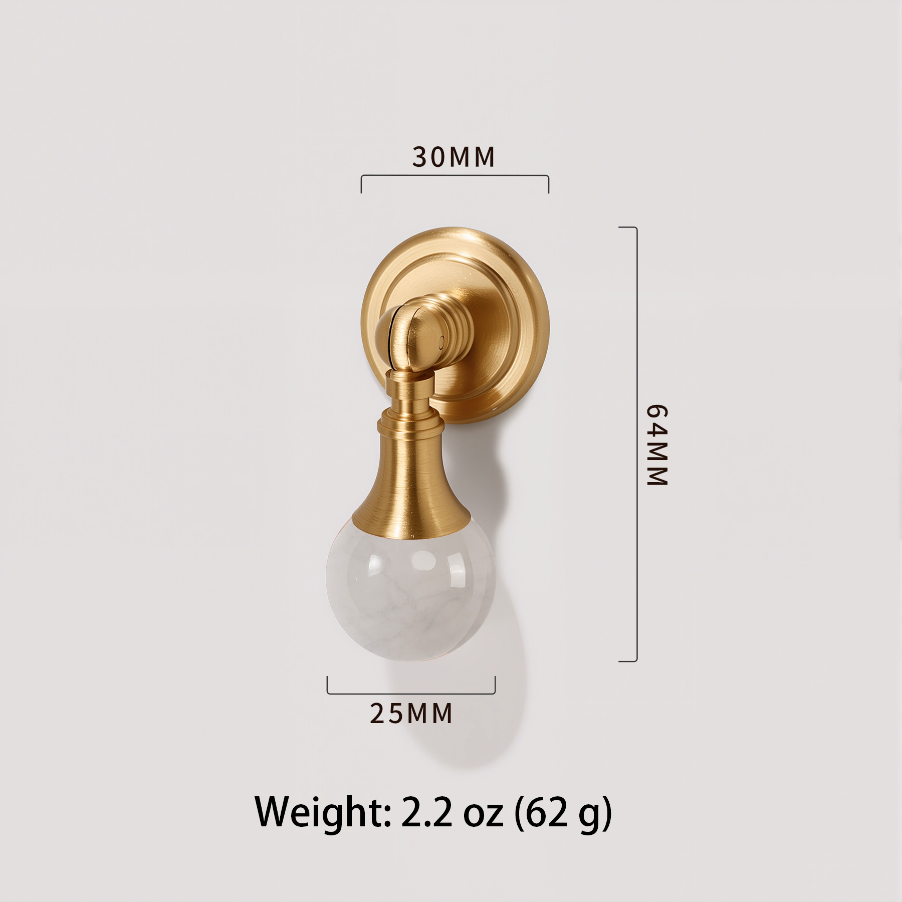 Crystal brass cabinet knob