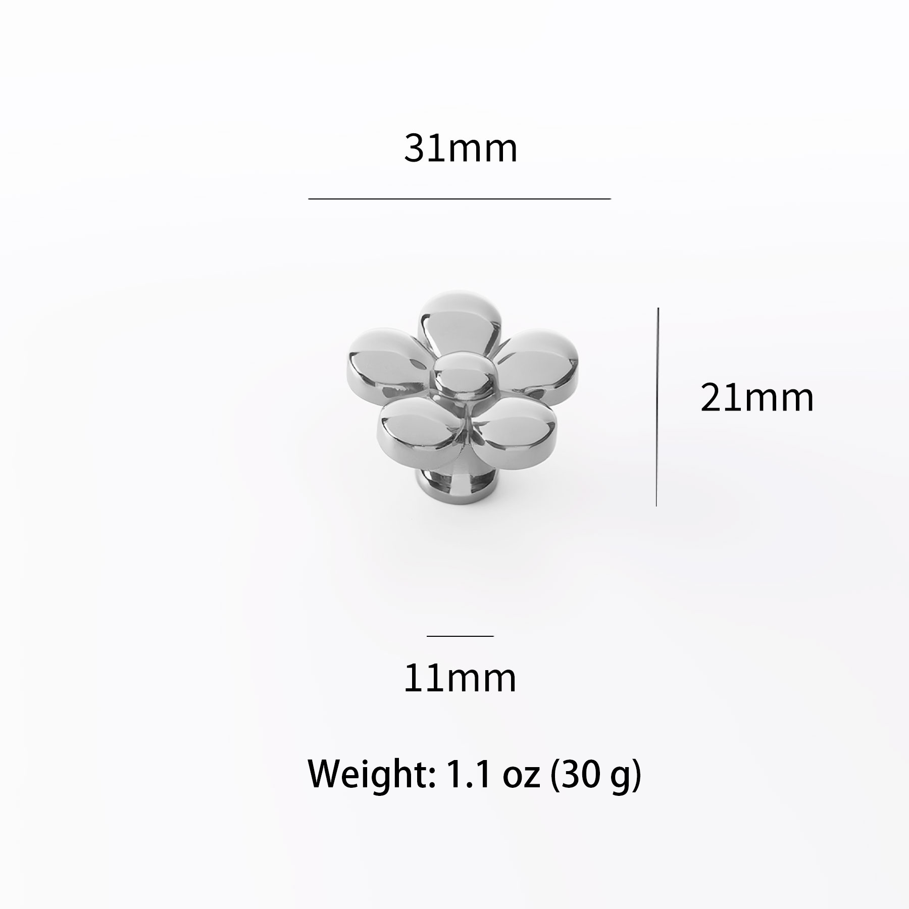 Silver flower drawer pull