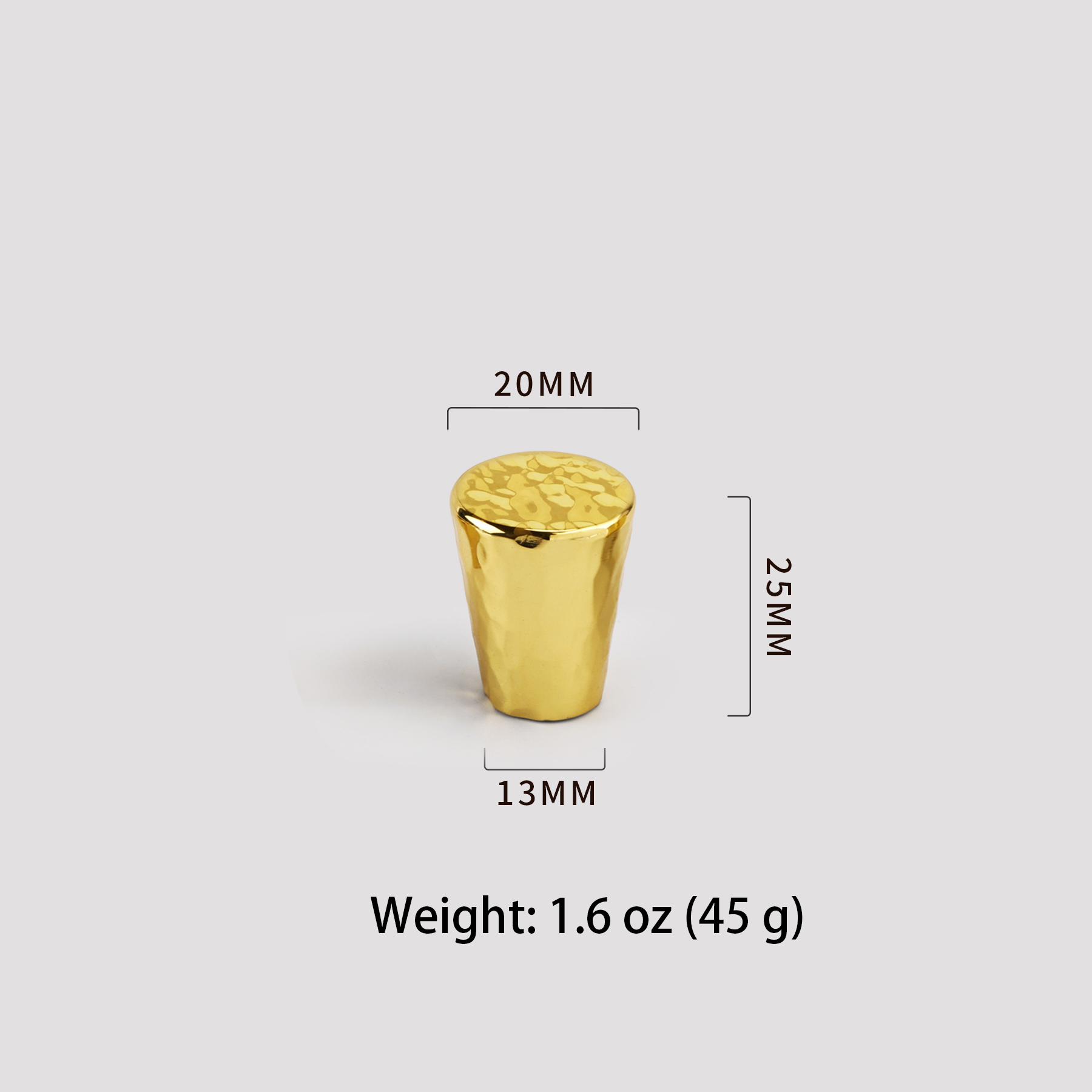 Hammered single-hole brass knob