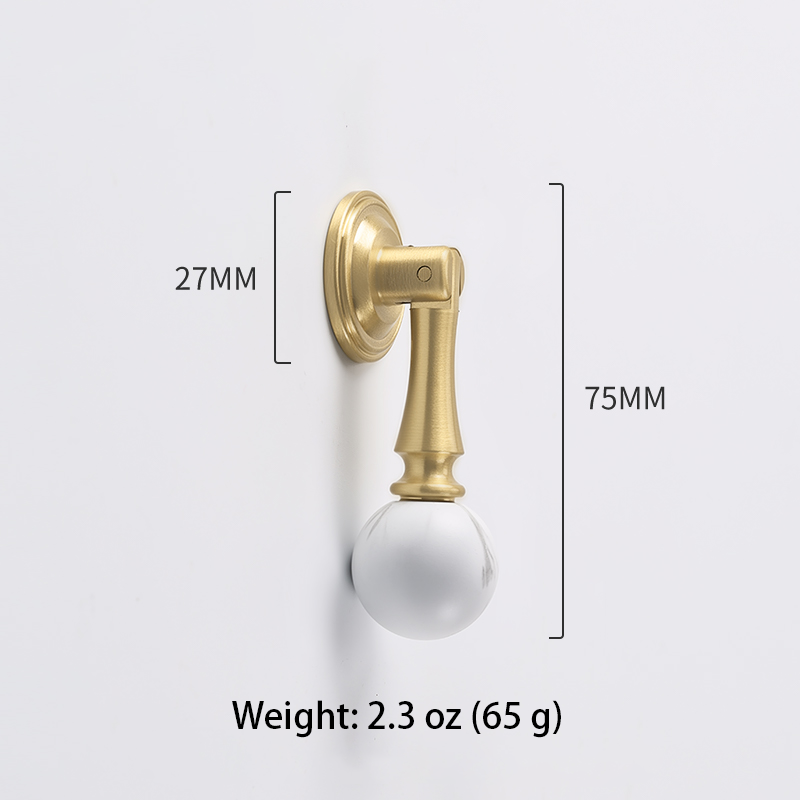White turquoise brass knob and pull